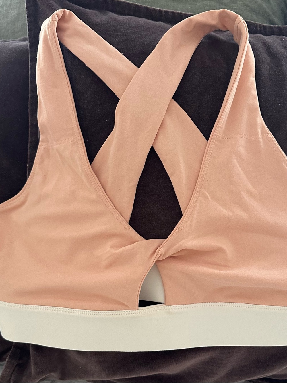 Fabletics Women's Crisscross Back Twist Front Soft Sports Bra - Blush/Peach
